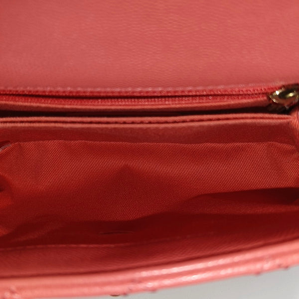 COCO HANDLE Small Quilted Grained Calfskin Pink