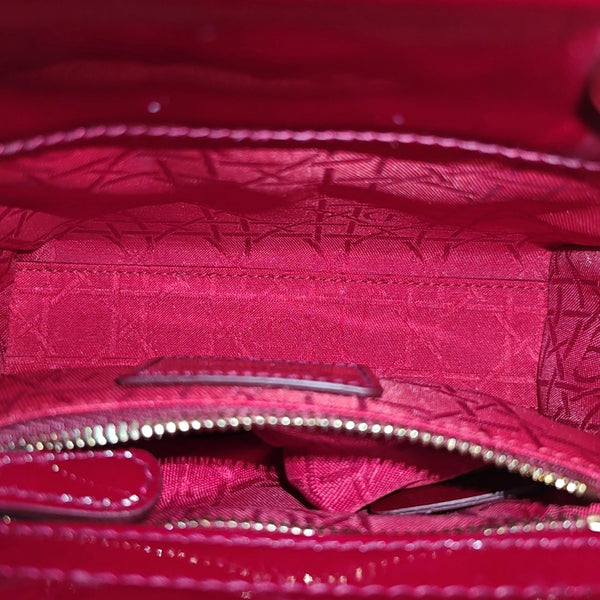 Lady Dior Mini Piel Charol Acolchada Roja