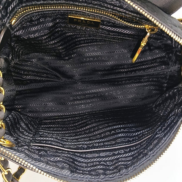 Quilted Nylon Shoulder Bag Black