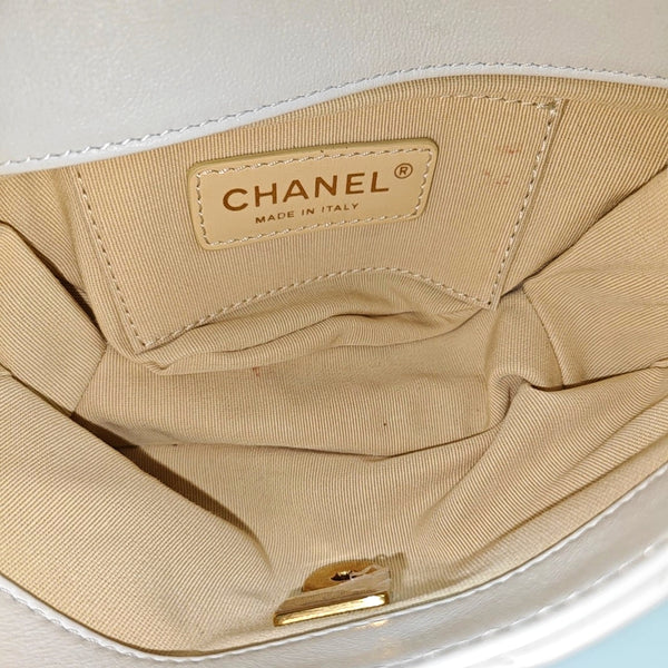 Quilted Lambskin Shoulder Bag White