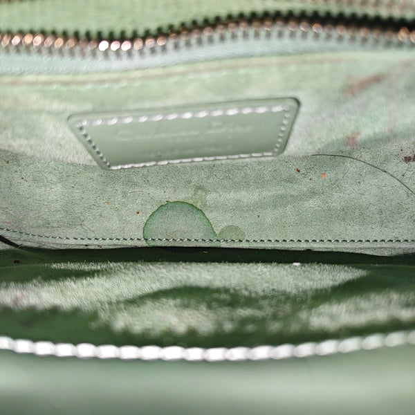 Lady Dior Mini Cannage Patent Leather Green