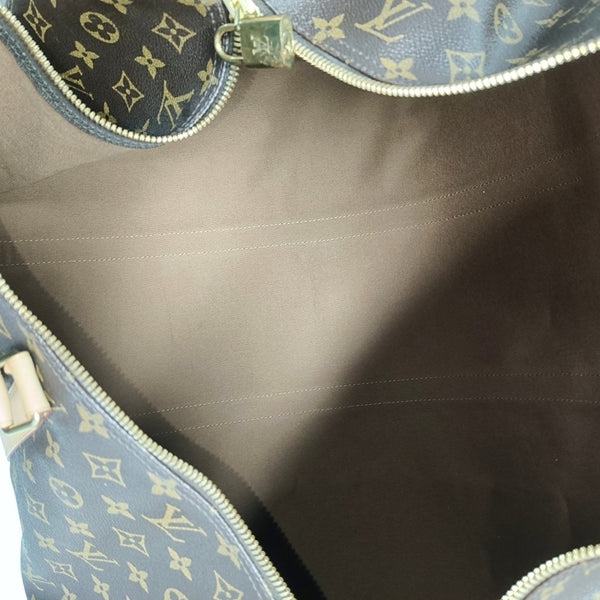 KEEPALL 60 Monogram Coated Canvas Brown