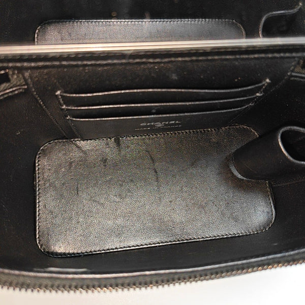 BOLSOS DE COSMÉTICOS VINTAGE Piel de Cordero Acolchada Negra