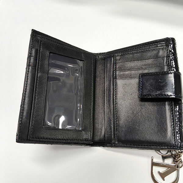 Cannage Patent Leather Wallet Black
