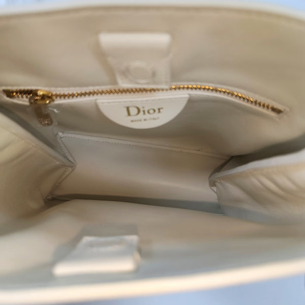 Cannage Lambskin Bucket Bag Small White