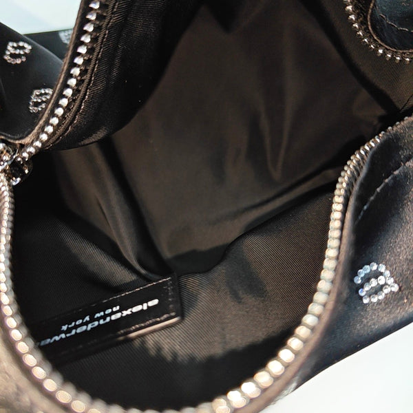 Silk Satin Top Handle Bag Black