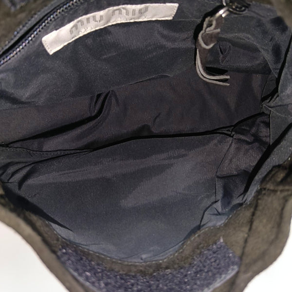Suede Top Handle Bag Black