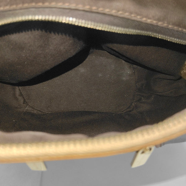 Coated Canvas Top Handle Bag Brown