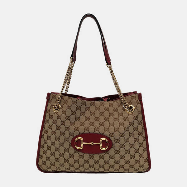 Authenticated pre-owned Horsebit 1955 Medium Monogram Canvas Brown - Tote Bag at Looply