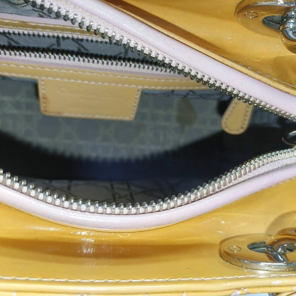 Lady Dior Medium Cannage Patent Leather Yellow
