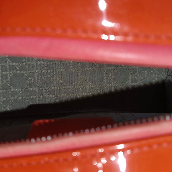 Lady Dior Medium Cannage Patent Leather Orange