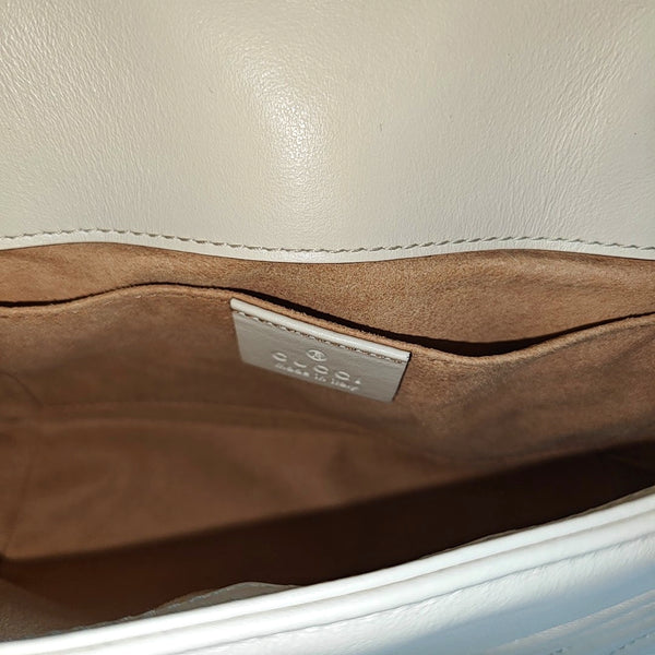 GG Marmont Small Quilted Calfskin White