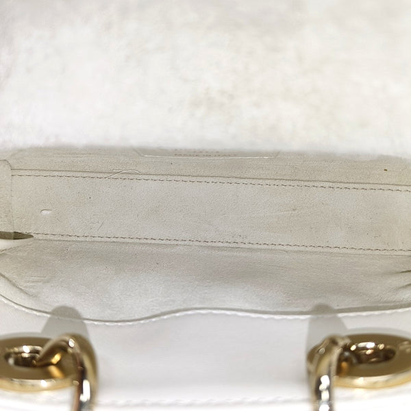 Lady D-Joy Super Mini Cannage Lambskin White
