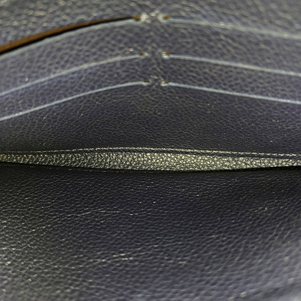SARAH Monogram Calfskin Blue Wallet