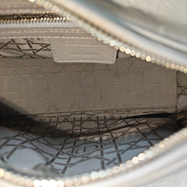 Authenticated pre-owned Lady Dior Cannage Lambskin Silver - Shoulder Bag at Looply