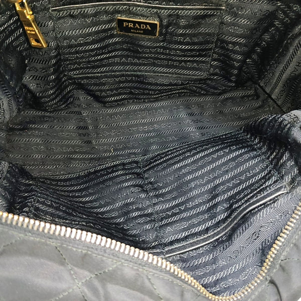 Chain Tote Quilted Nylon Black