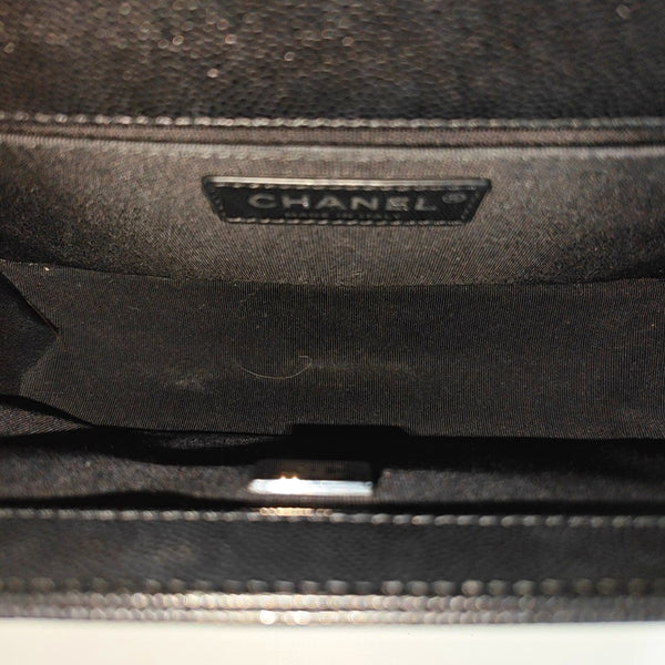 BOY CHANEL Medium Quilted Grained Calfskin Black