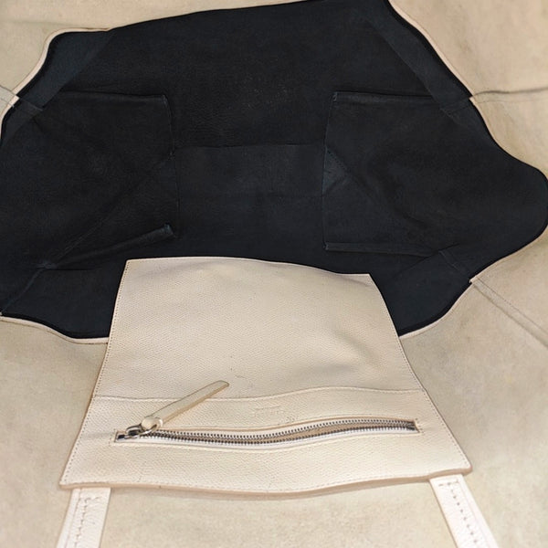 HORIZONTAL CABAS Calfskin White