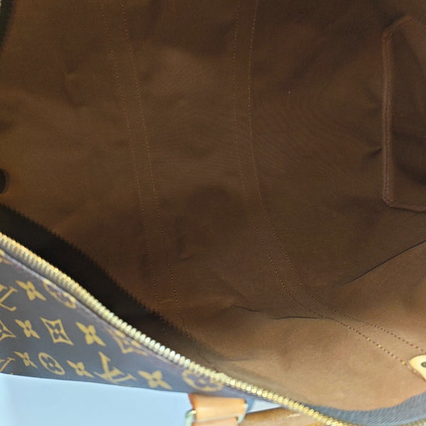 KEEPALL 50 Monogram Coated Canvas Brown