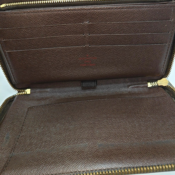 ZIPPY Damier Ebene Coated Canvas Brown Wallet