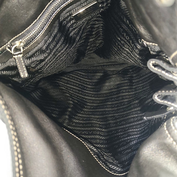 Quilted Nylon Top Handle Bag Black