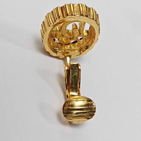 Dior Oblique Metal Gold Clip On Earrings