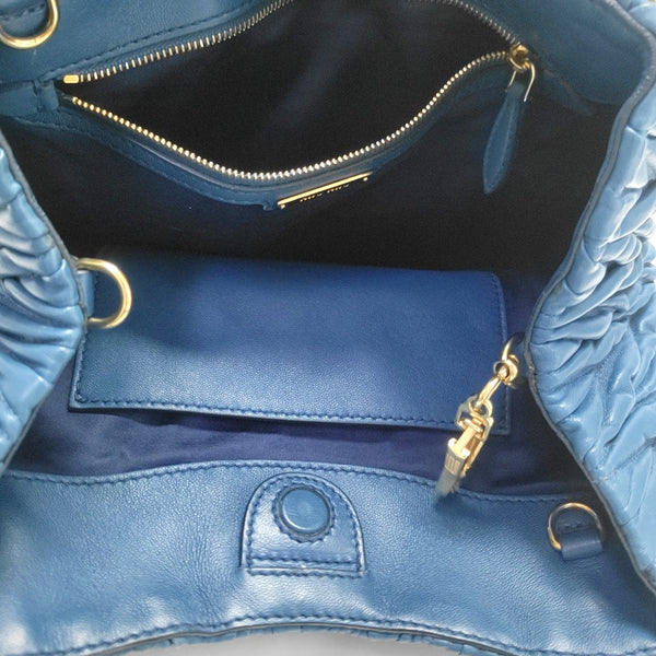 Quilted Lambskin Tote Bag Blue