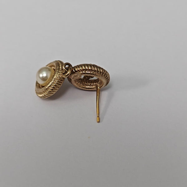 CC Logo Metal Gold Stud Earrings