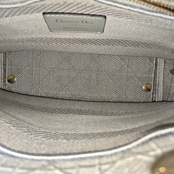 Lady D-Lite Medium Cannage Canvas Gray