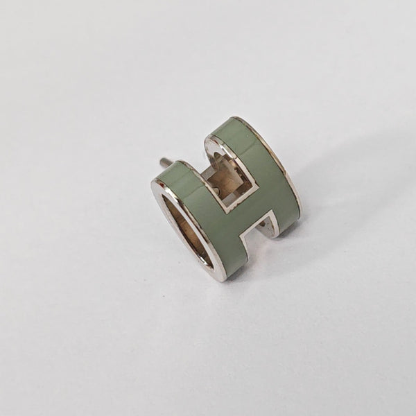Pop H Metal Silver Stud Earrings