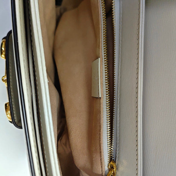 Horsebit 1955 Small Monogram Coated Canvas Beige