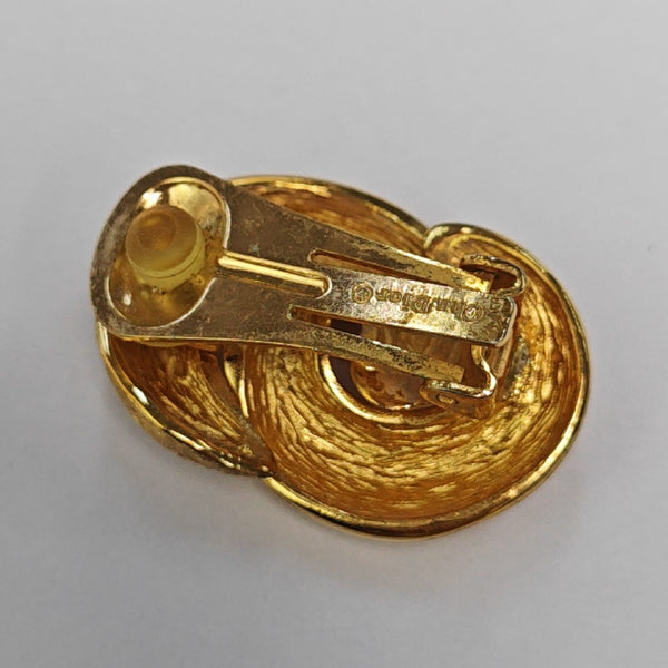 Twist Round Metal Gold Clip On Earrings