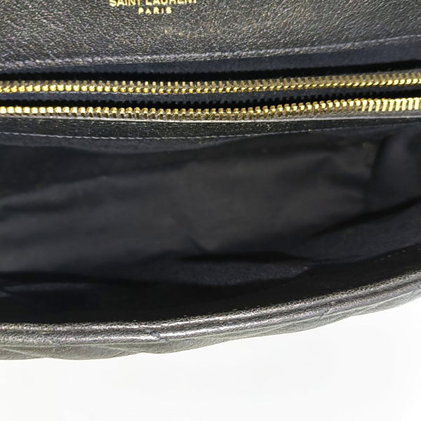 COLLEGE Large Chevron Lambskin Black