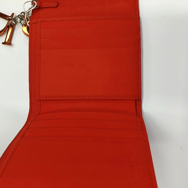 Lady Dior Cannage Calfskin Orange Wallet