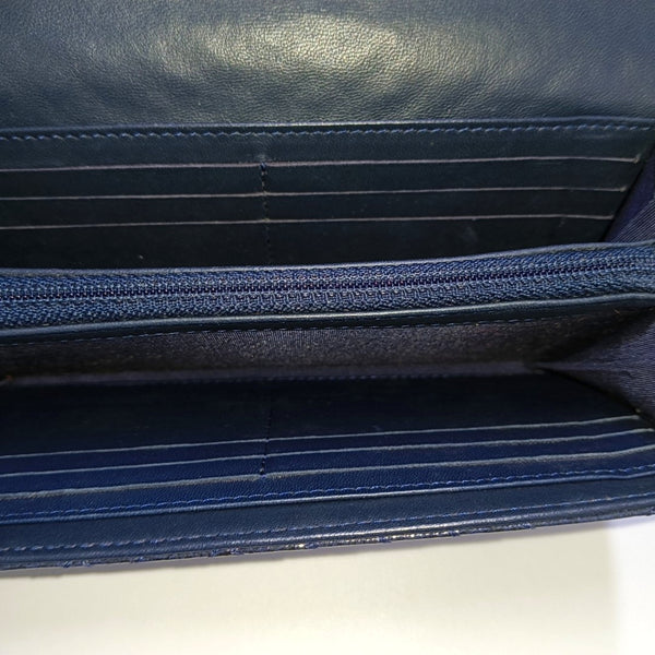 Chevron Patent Leather Wallet Blue
