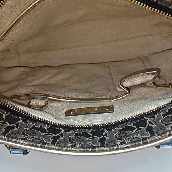 Coated Canvas Top Handle Bag Gray