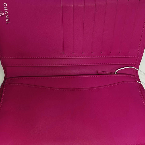Quilted Grained Calfskin Wallet Pink