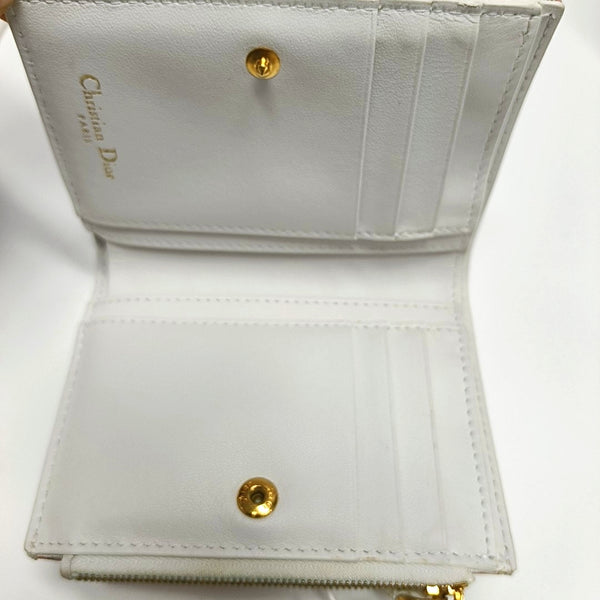 Lady Dior Super Mini Calfskin White Wallet