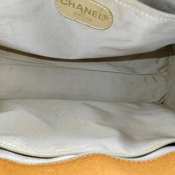 Quilted Grained Calfskin Shoulder Bag Orange