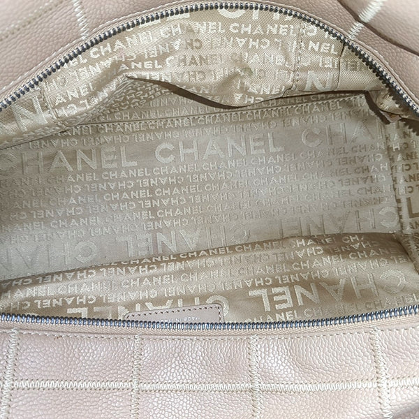 SQUARE STITCH Quilted Grained Calfskin Beige