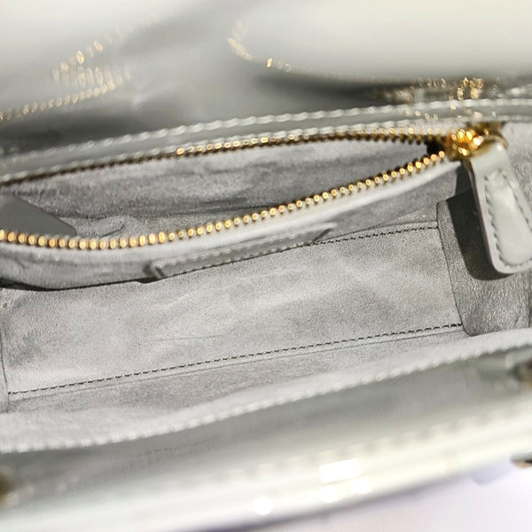 Authenticated pre-owned Lady Dior Mini Quilted Patent Leather Grey - Tote Bag at Looply