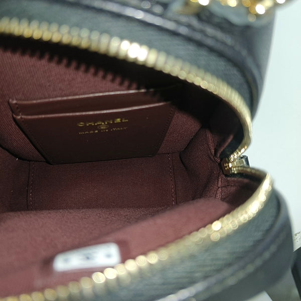 Quilted Grained Calfskin Backpack Mini Black