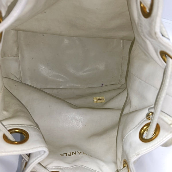 DRAWSTRING Quilted Calfskin White