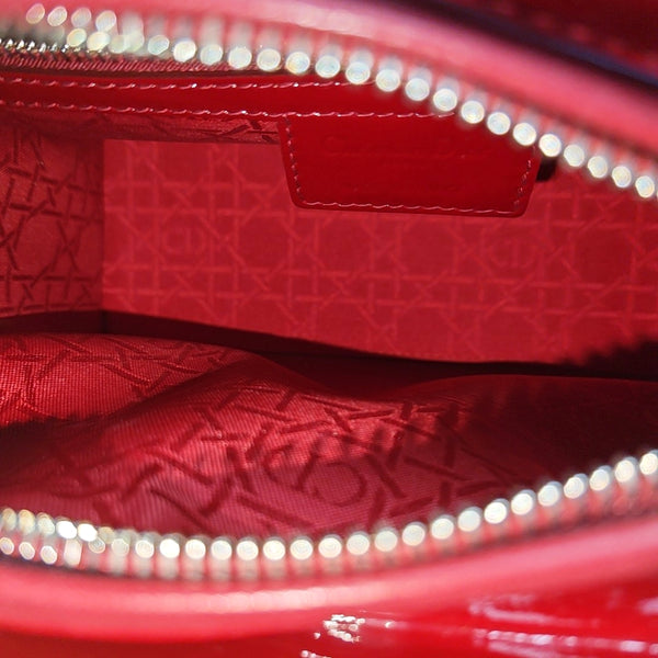 Lady Dior Medium Cannage Patent Leather Red