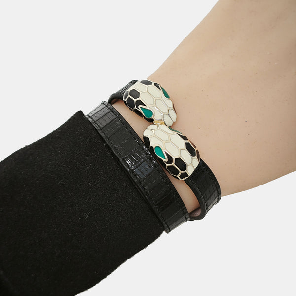 SERPENTI Brass Black Bangle