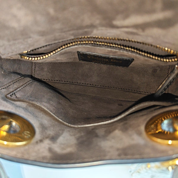 Lady Dior Mini Cannage Python Silver