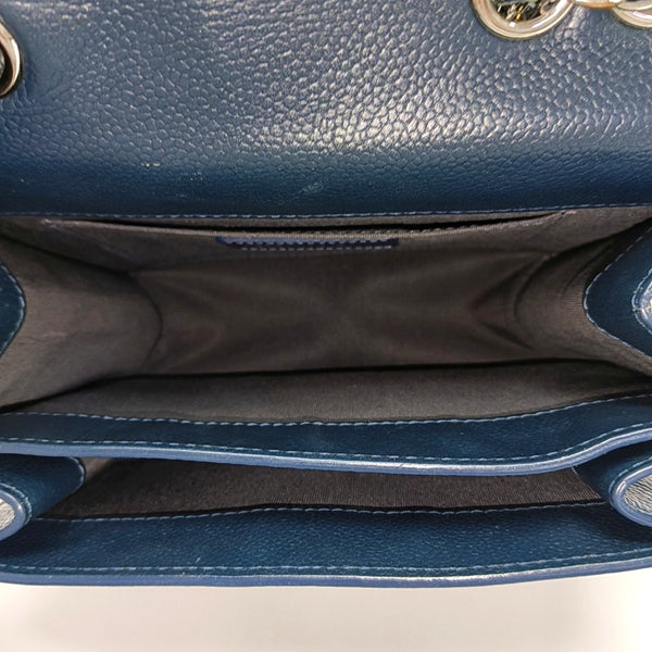 Quilted Grained Calfskin Crossbody Bag Blue