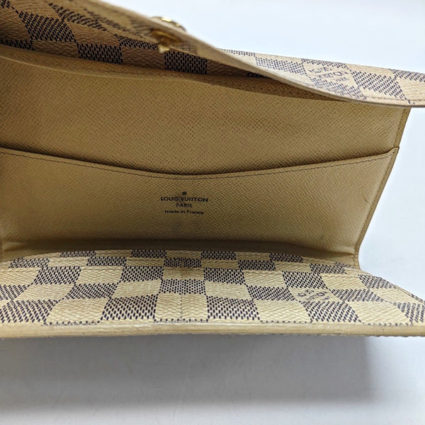 SARAH Damier Azur Coated Canvas White Wallet