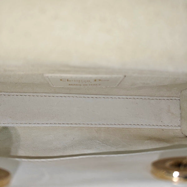 Lady D-Joy Super Mini Cannage Lambskin White