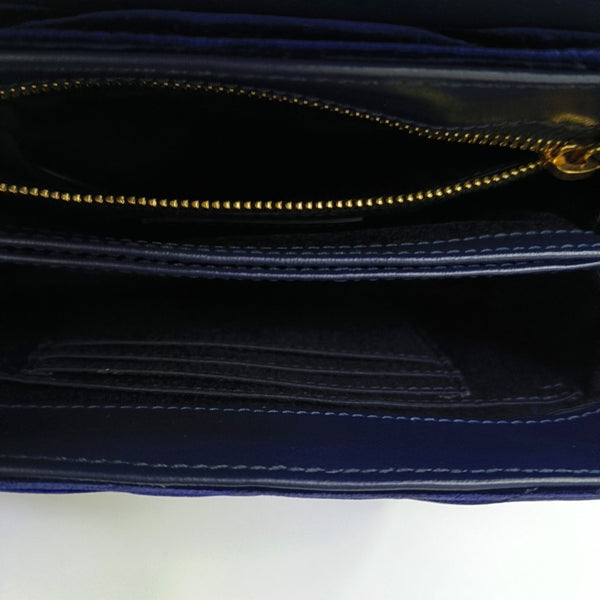 Authenticated pre-owned LOULOU Extra Small Chevron Velvet Blue - Shoulder Bag at Looply